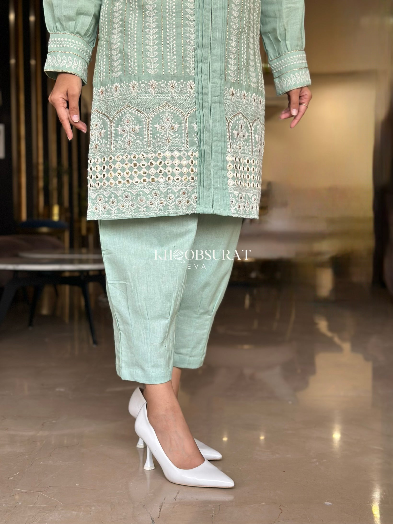 Dream Girl Green Embroidered Kurta Set