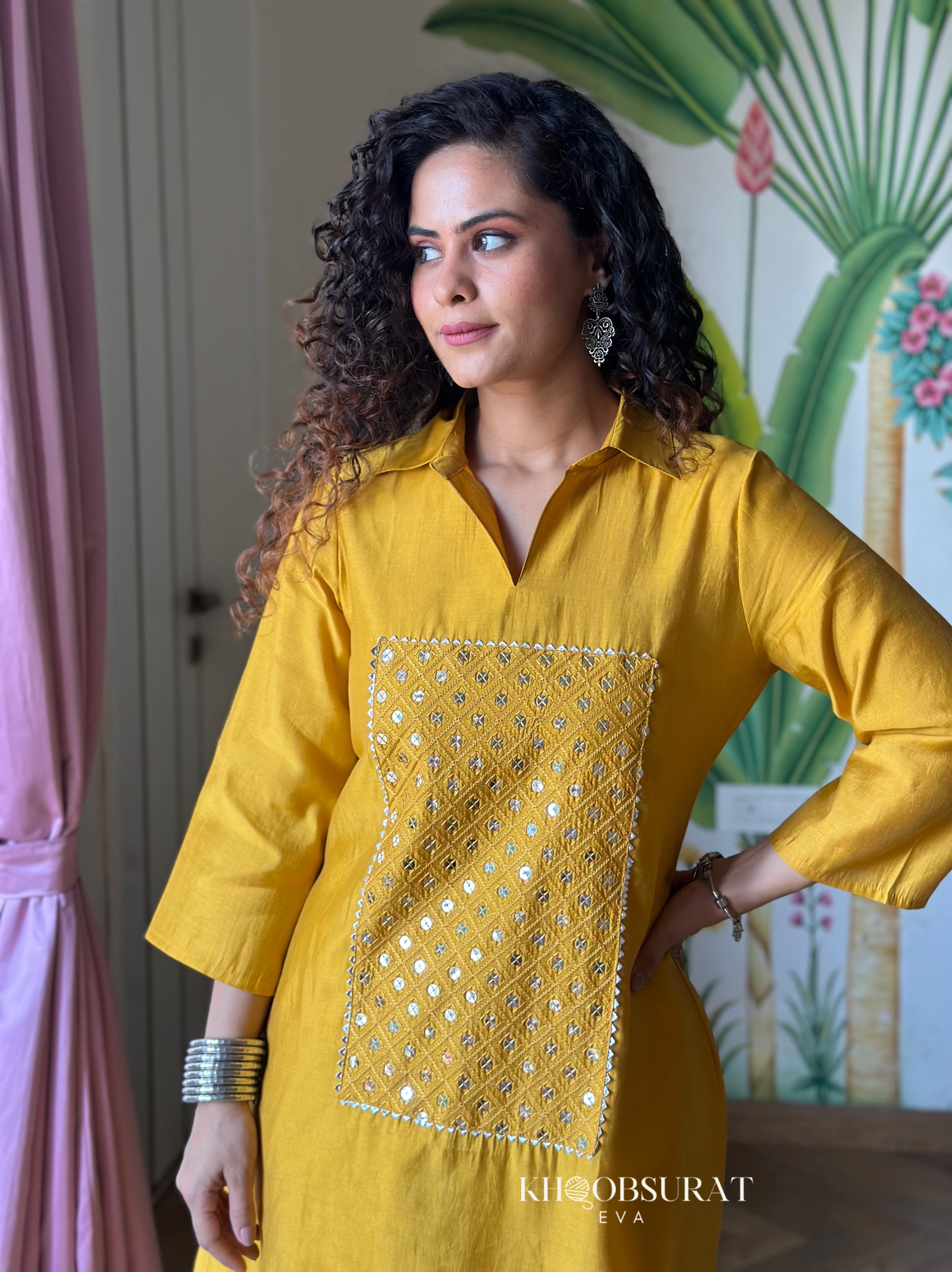 Marigold Yellow Embroidered Kurta Set