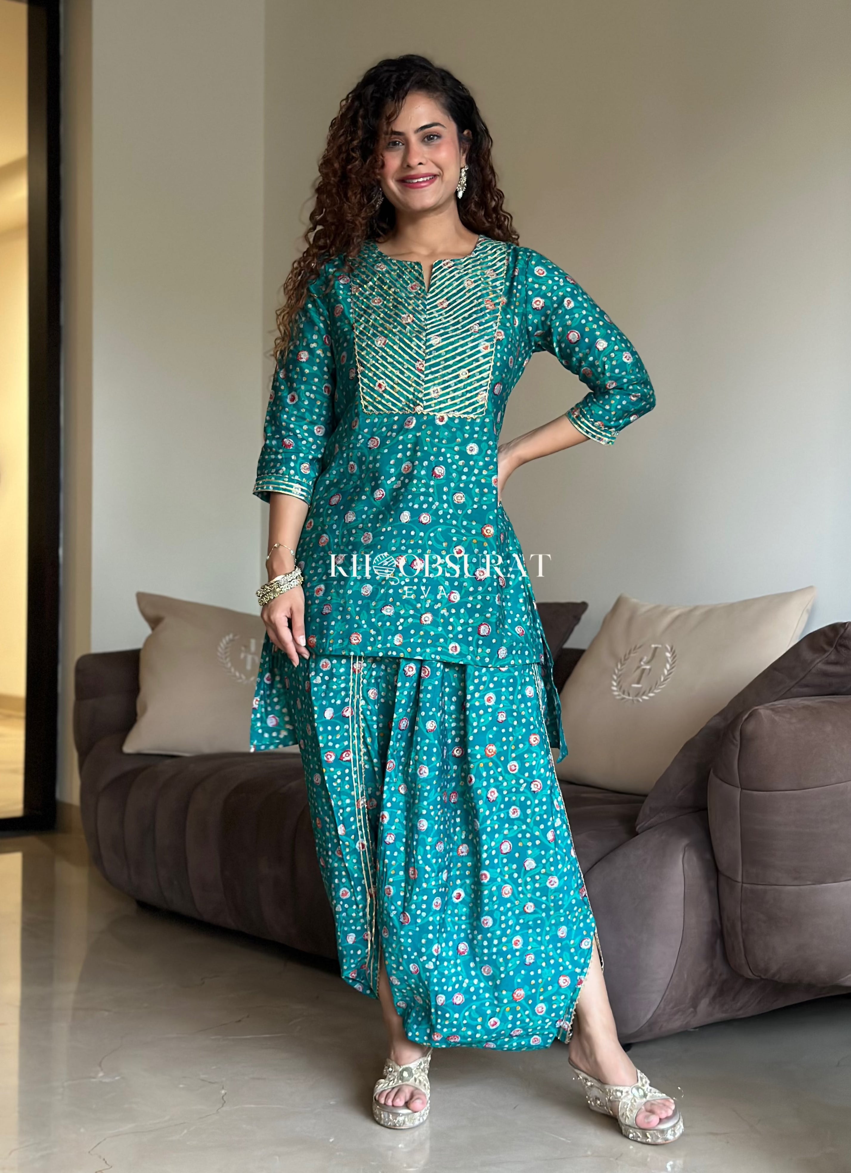 RiddhiSiddhi Green Festive Wear Coord Set