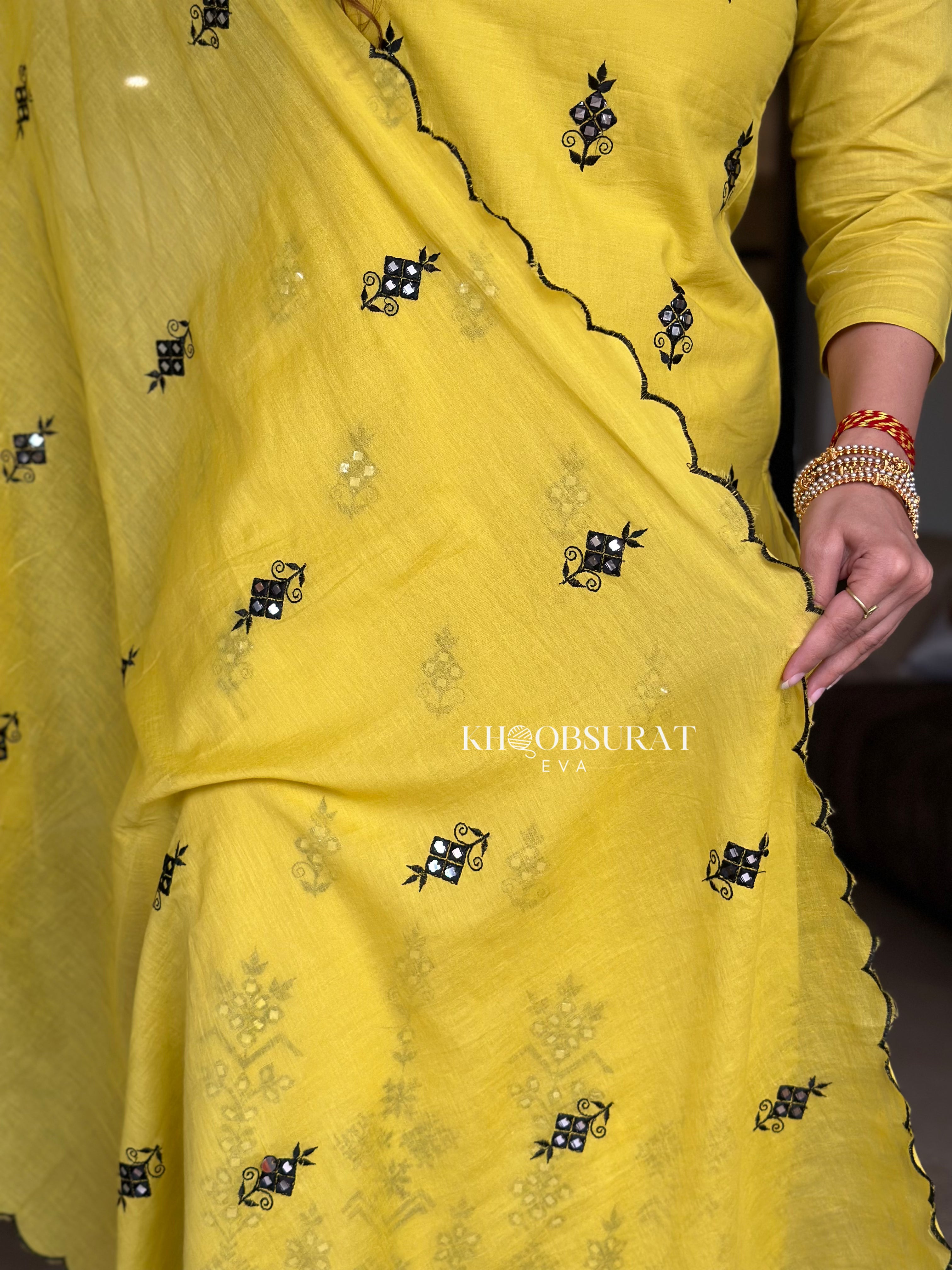 Biba Yellow Kurta Suit Sets For Woman