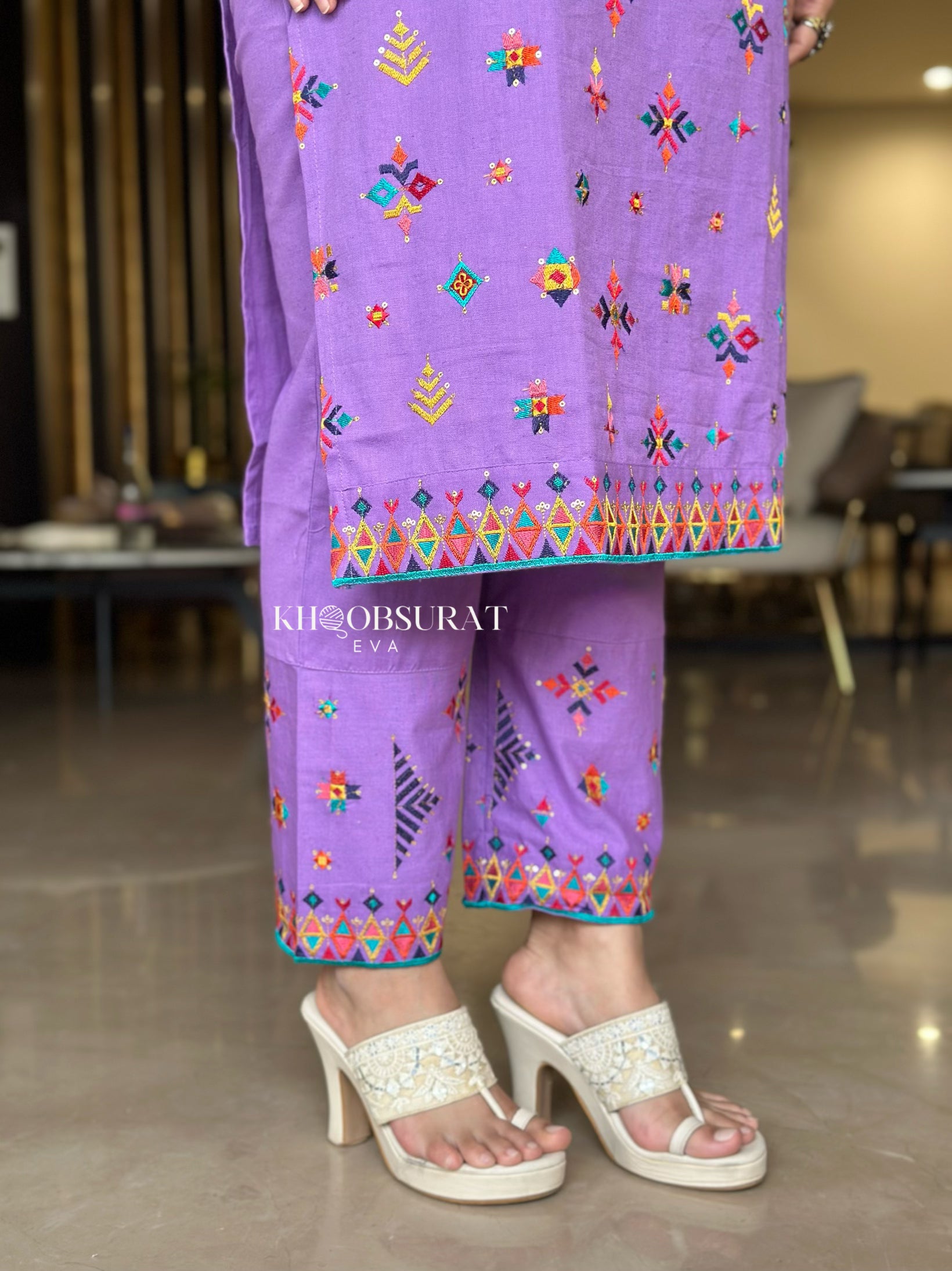 Dazzling Purple Embroidered Kurta Suit Set