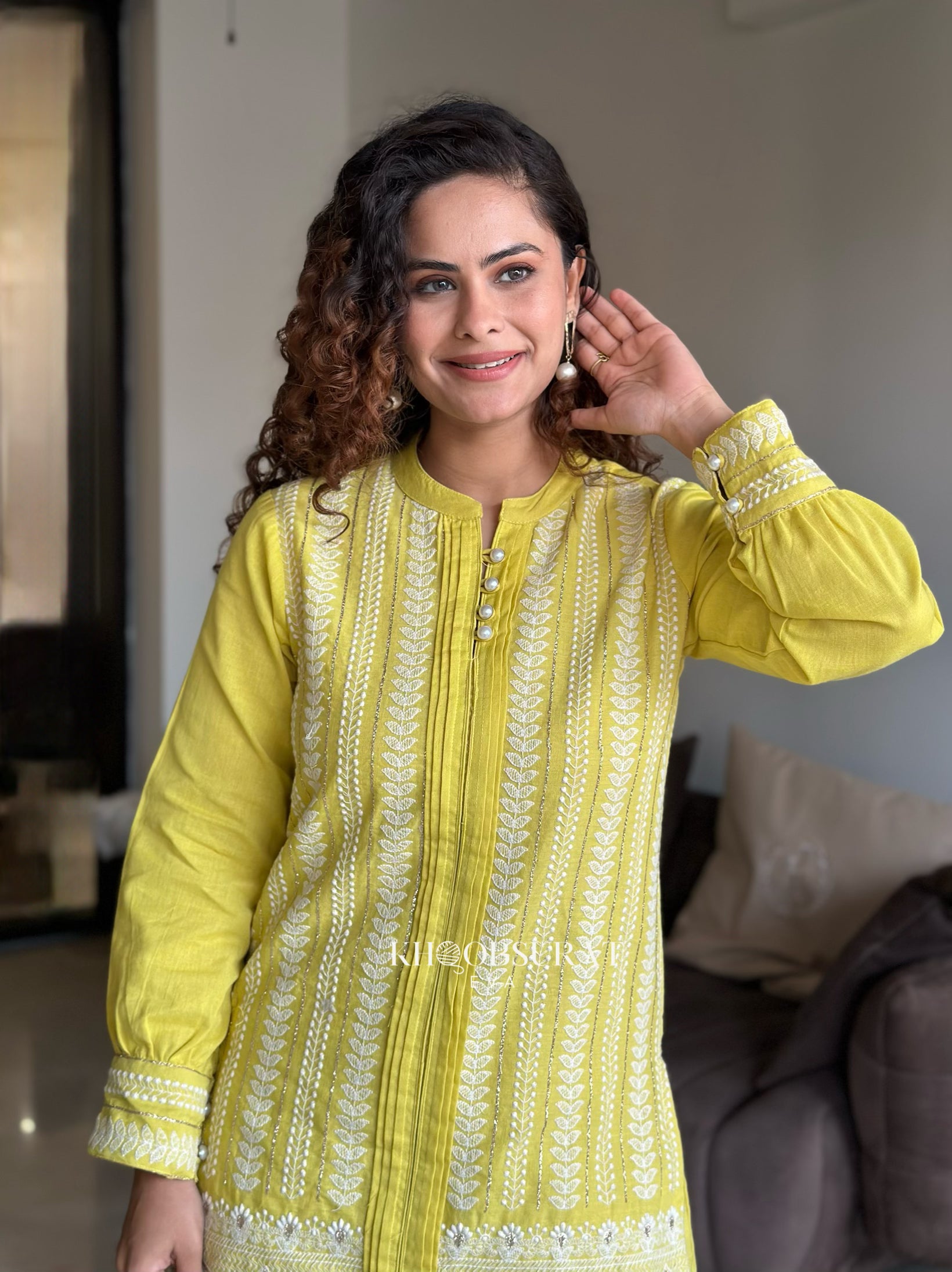 Dream Girl Yellow Embroidered Kurta Set