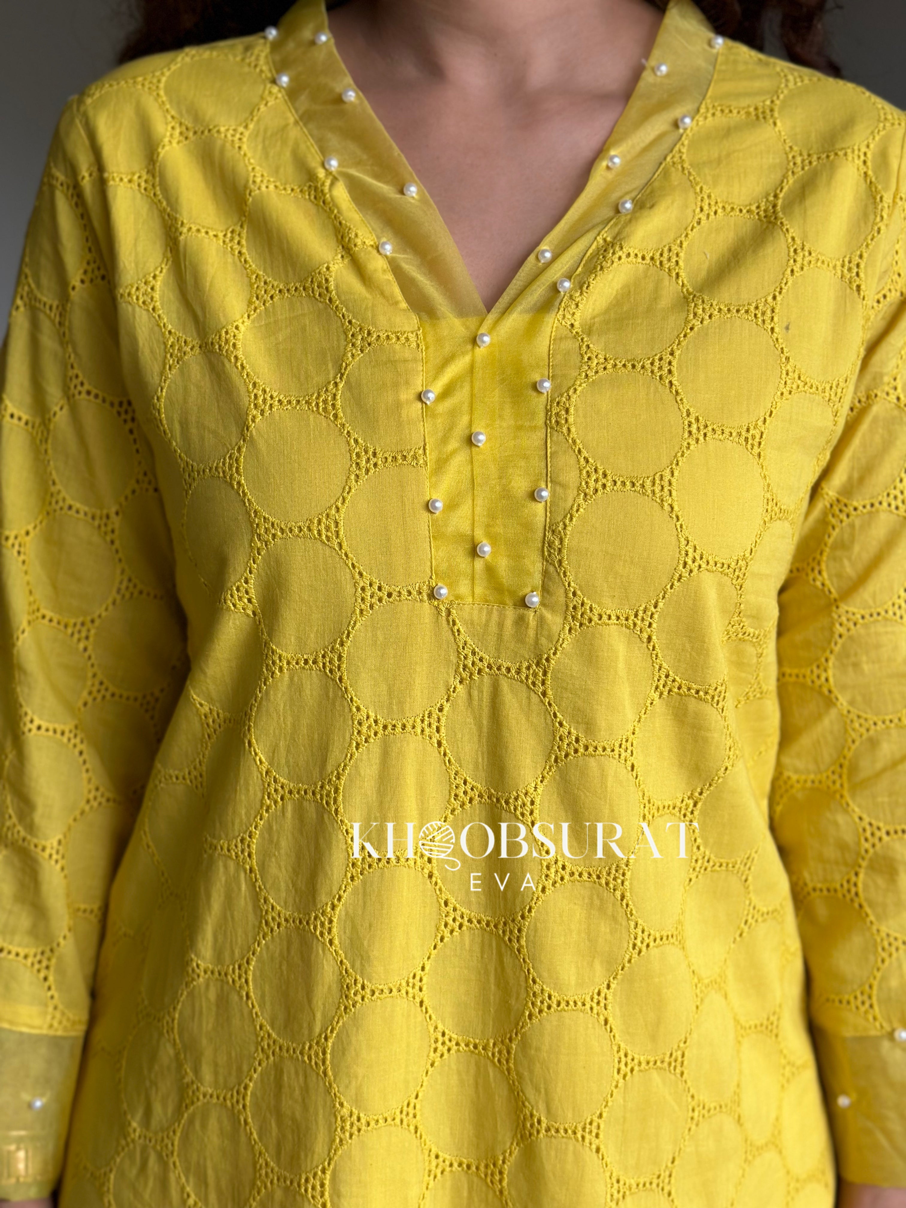 BRIGHT AND BEAUTIFUL YELLOW KURTA SET