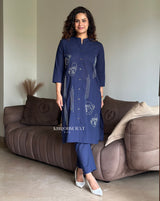 Lovebird Blue Cotton Kurta Set