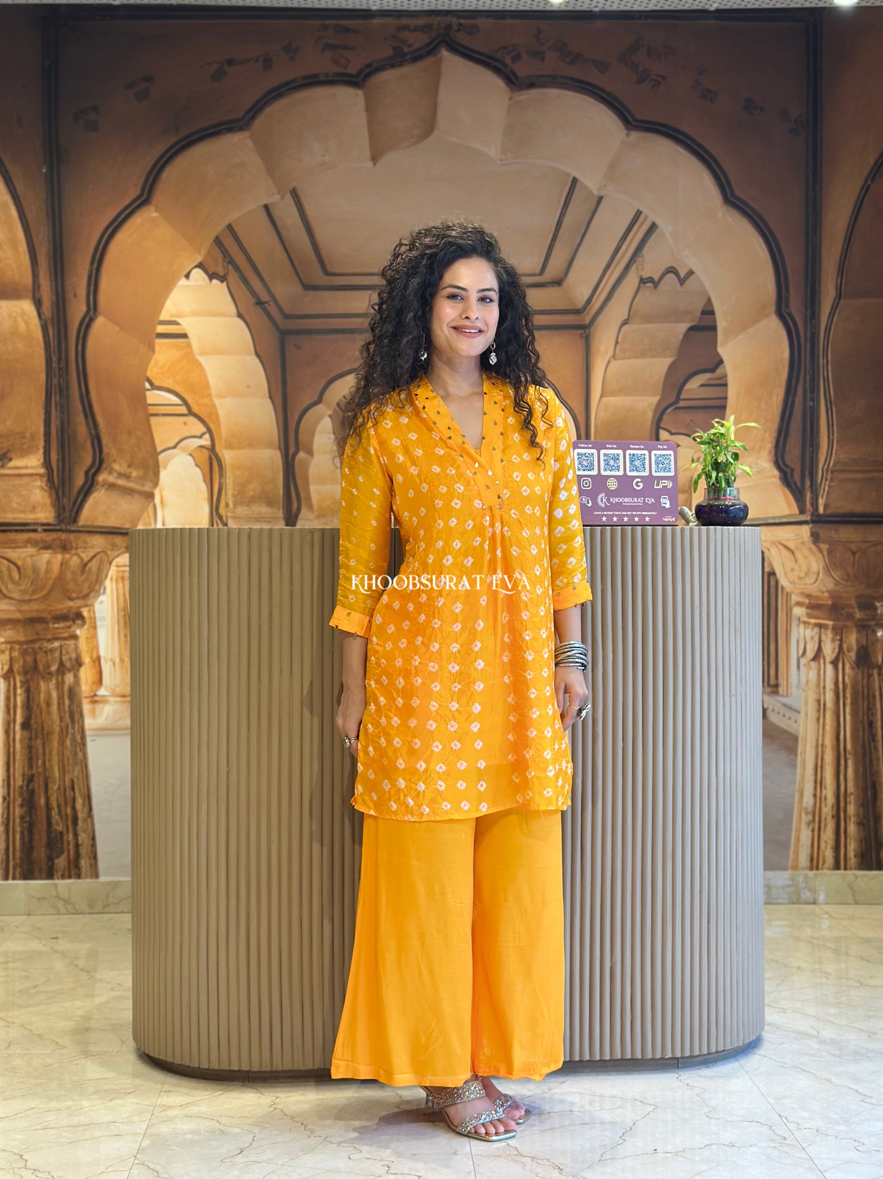 Amber Palace Bandhej Palazzo Set