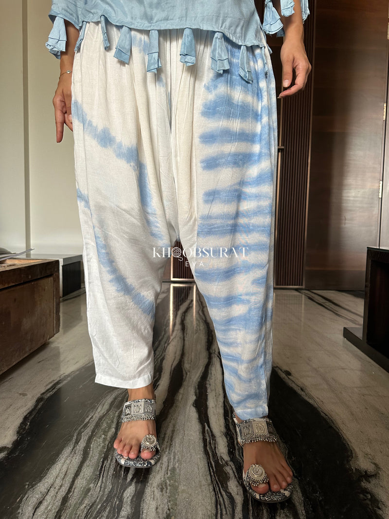Airy Styles Blue Top With Tulip Pants