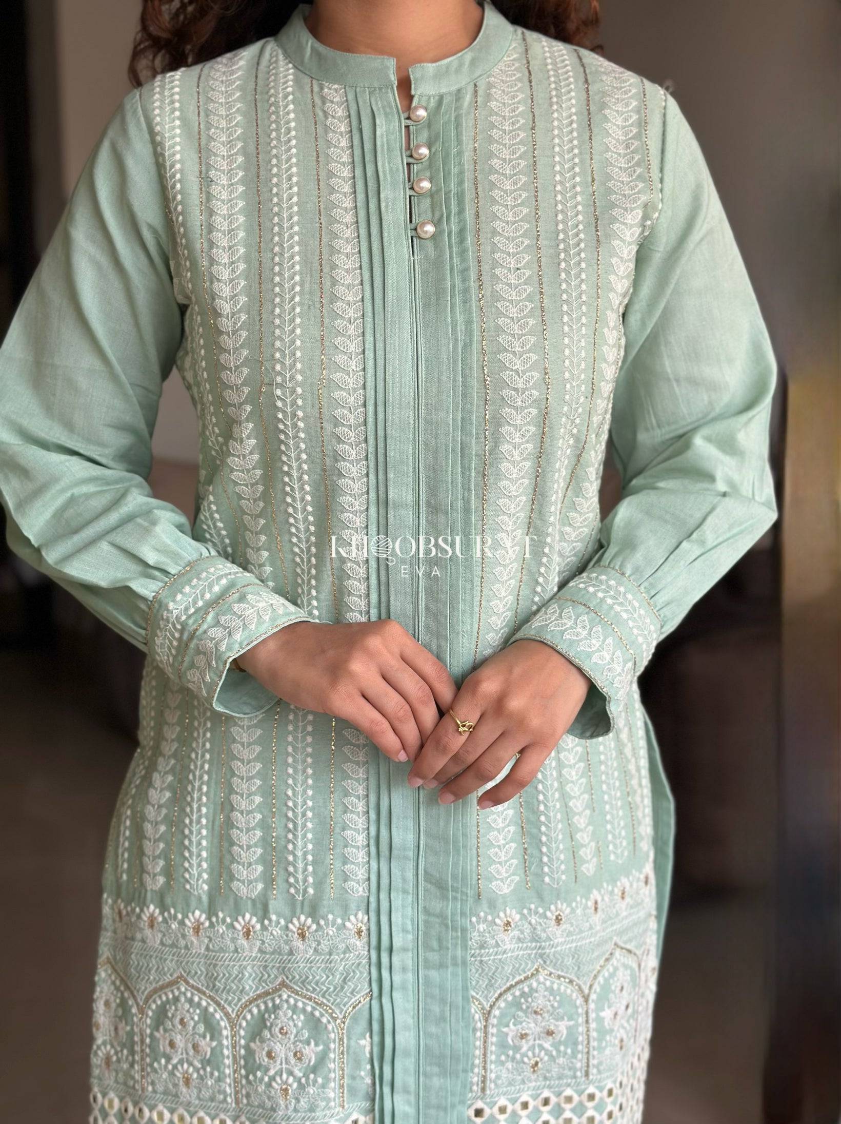 Dream Girl Green Embroidered Kurta Set