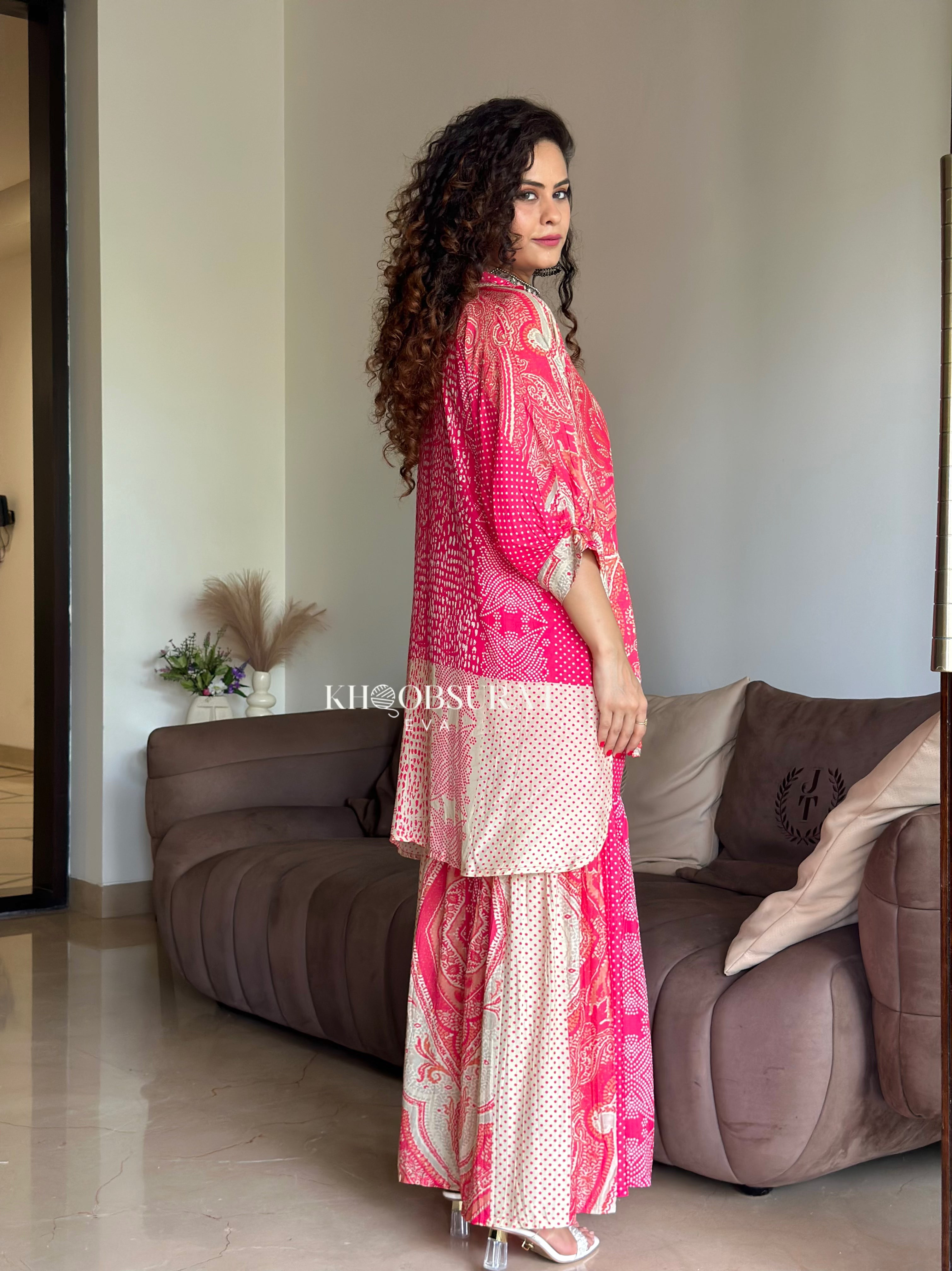 Beauty In Pink Kaftan Coord Set