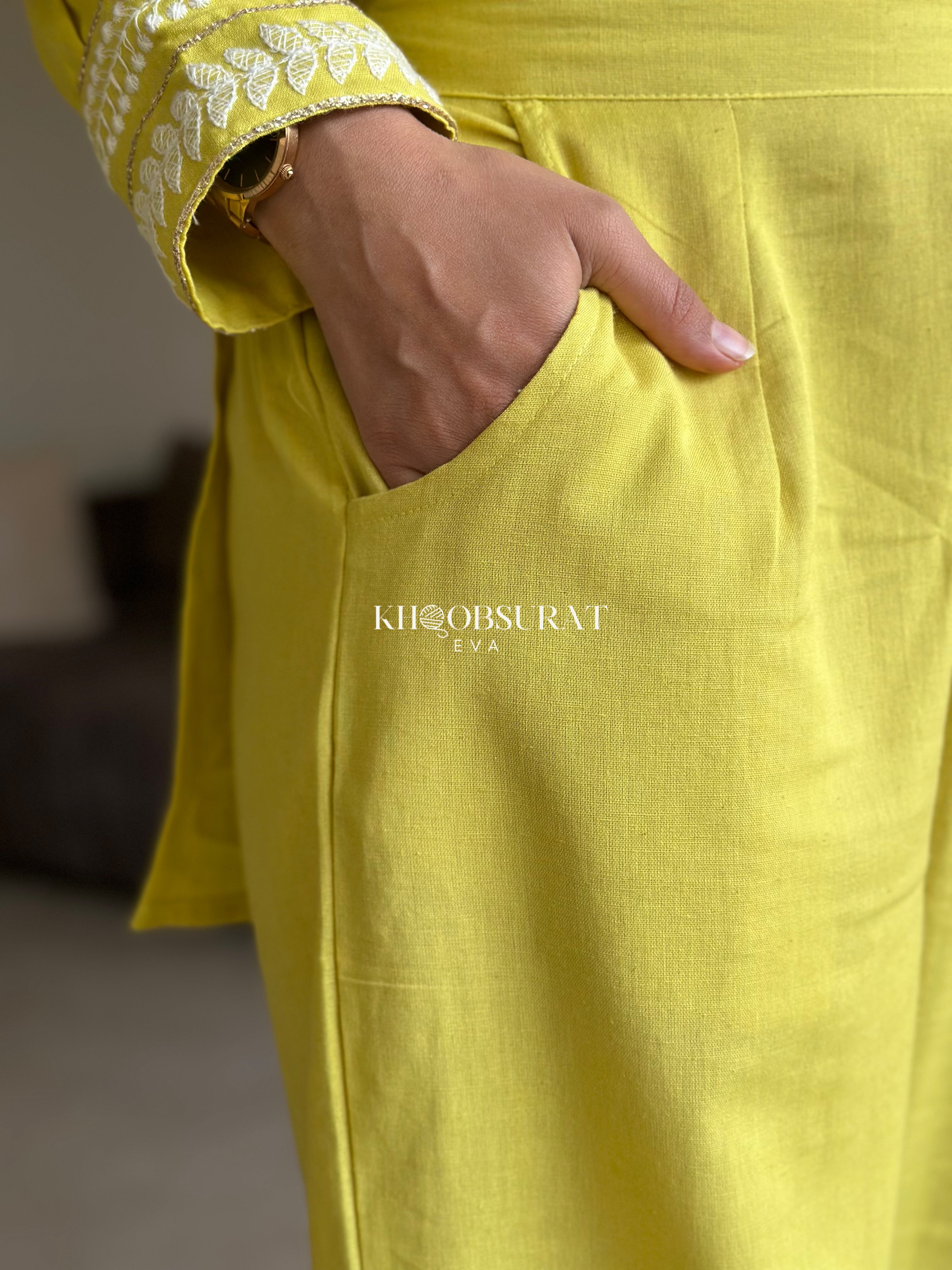 Dream Girl Yellow Embroidered Kurta Set