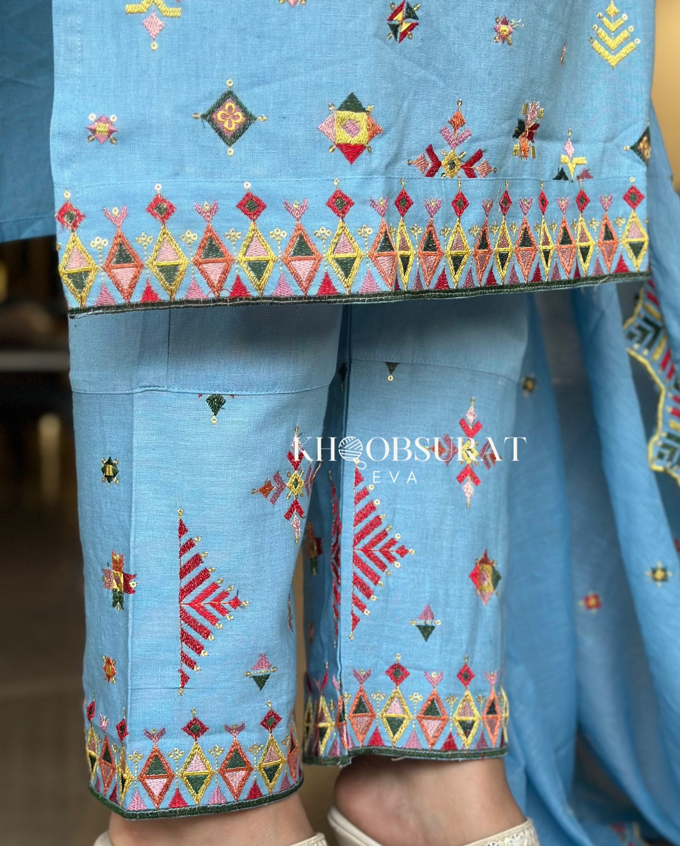 Blue Breeze Cotton Kurta Suit Set