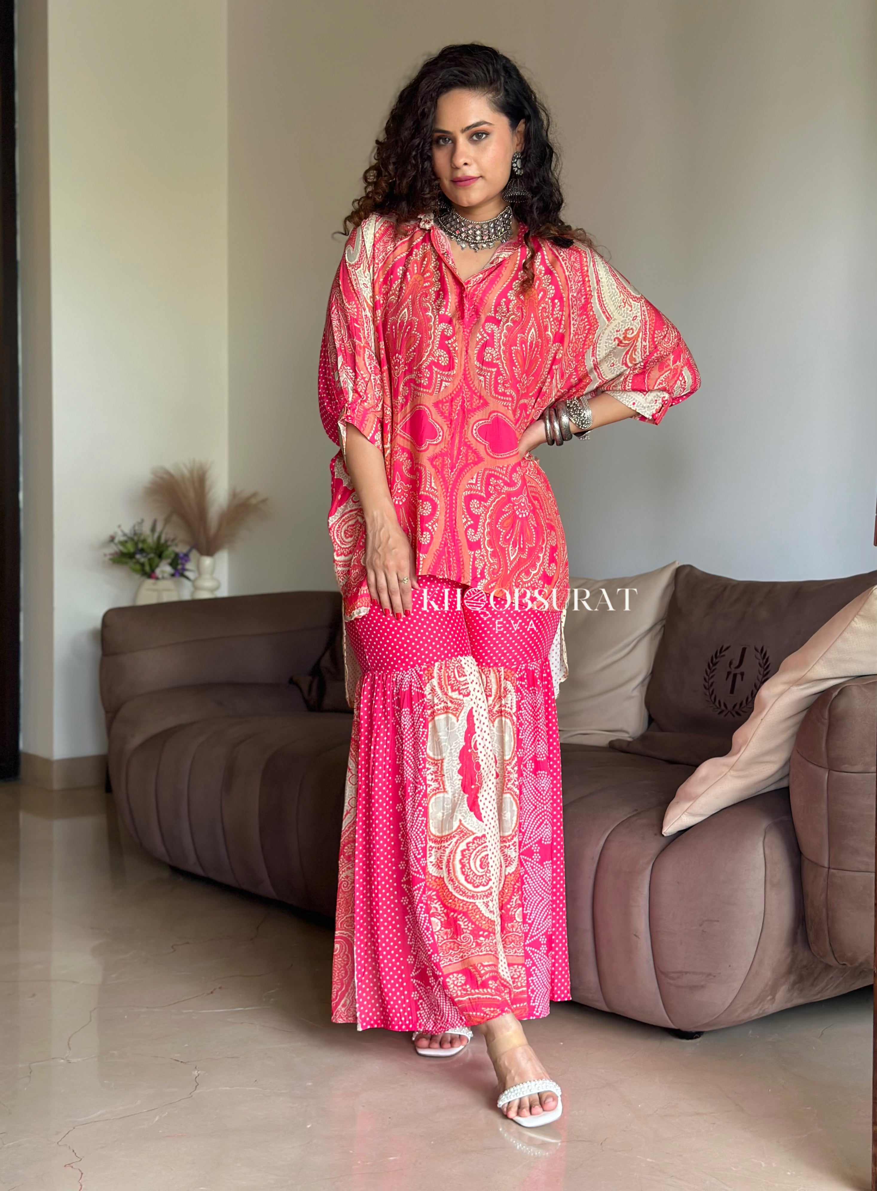 Beauty In Pink Kaftan Coord Set