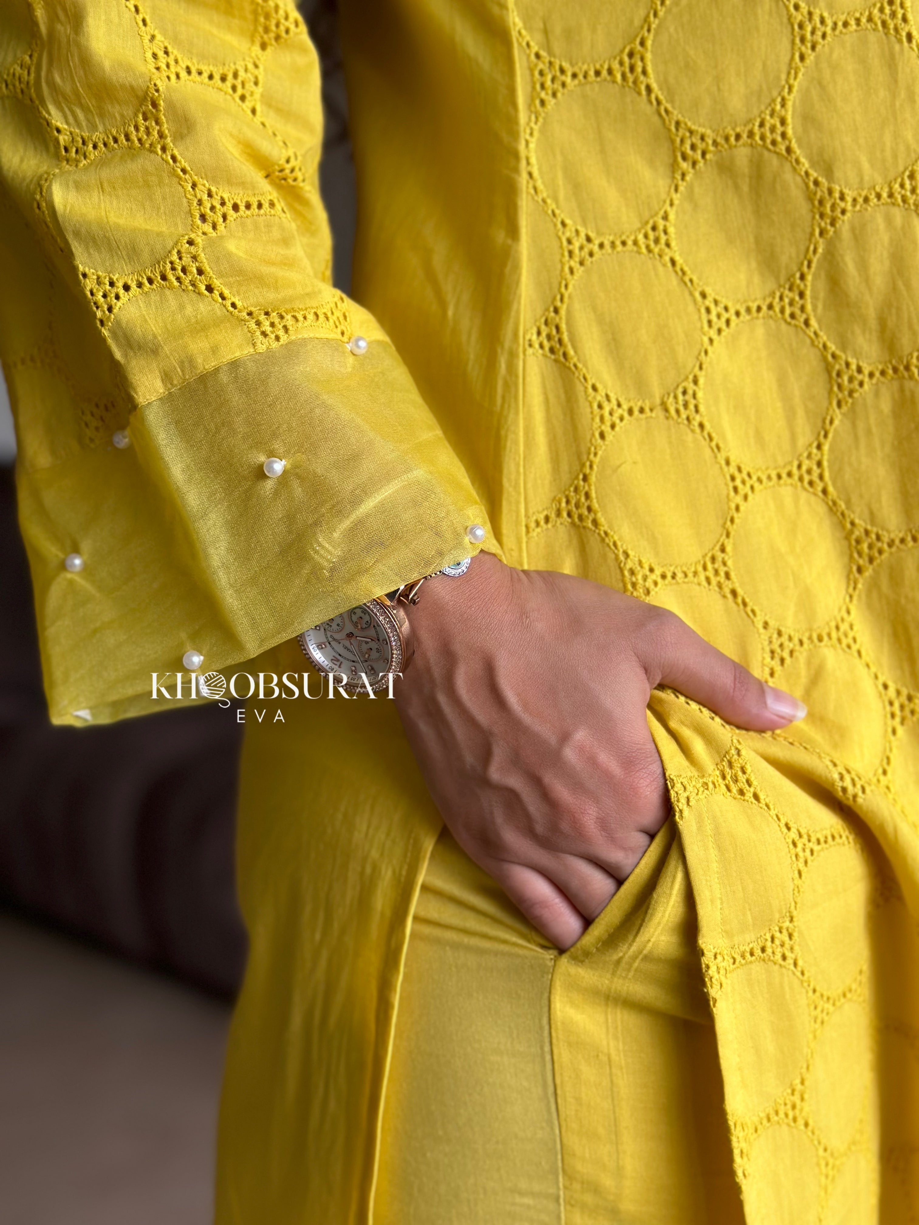 BRIGHT AND BEAUTIFUL YELLOW KURTA SET