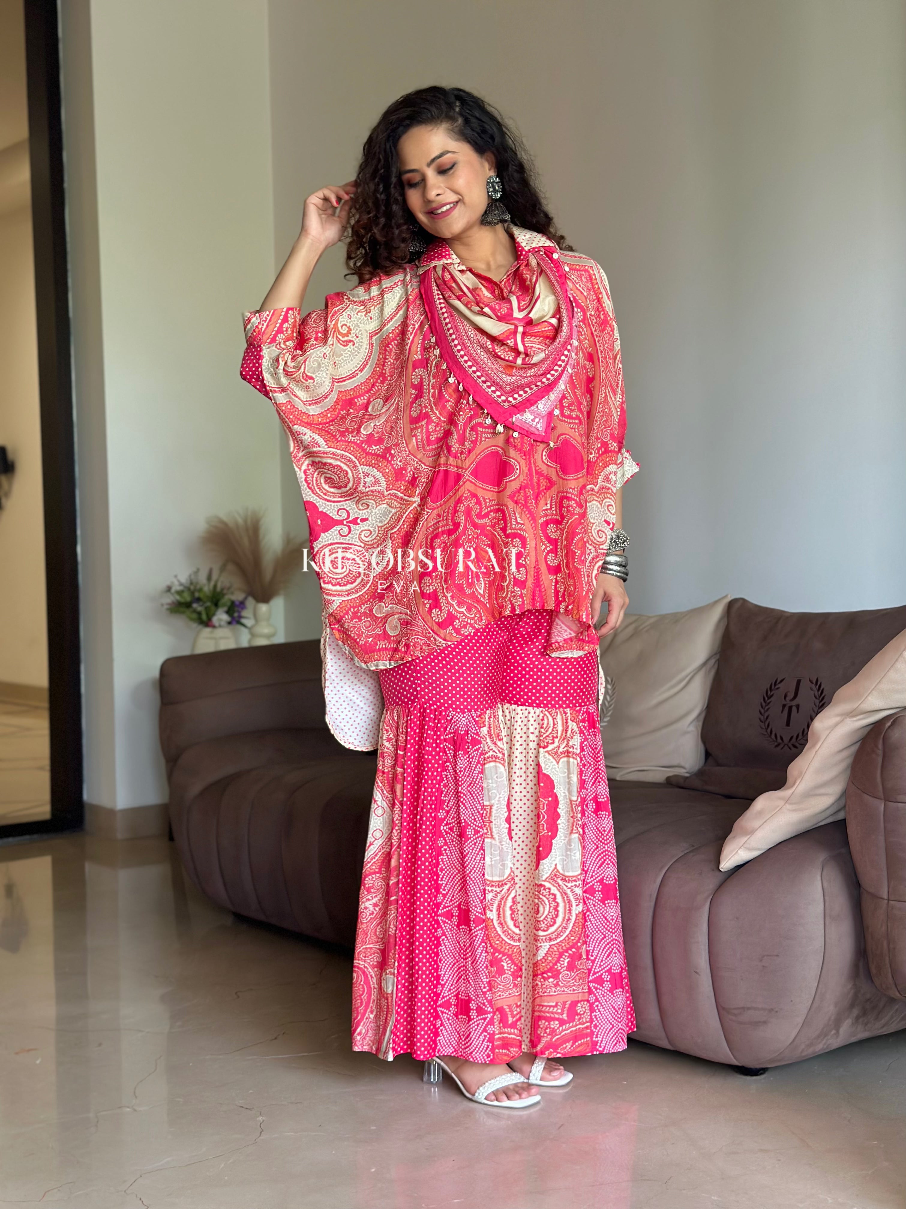 Beauty In Pink Kaftan Coord Set