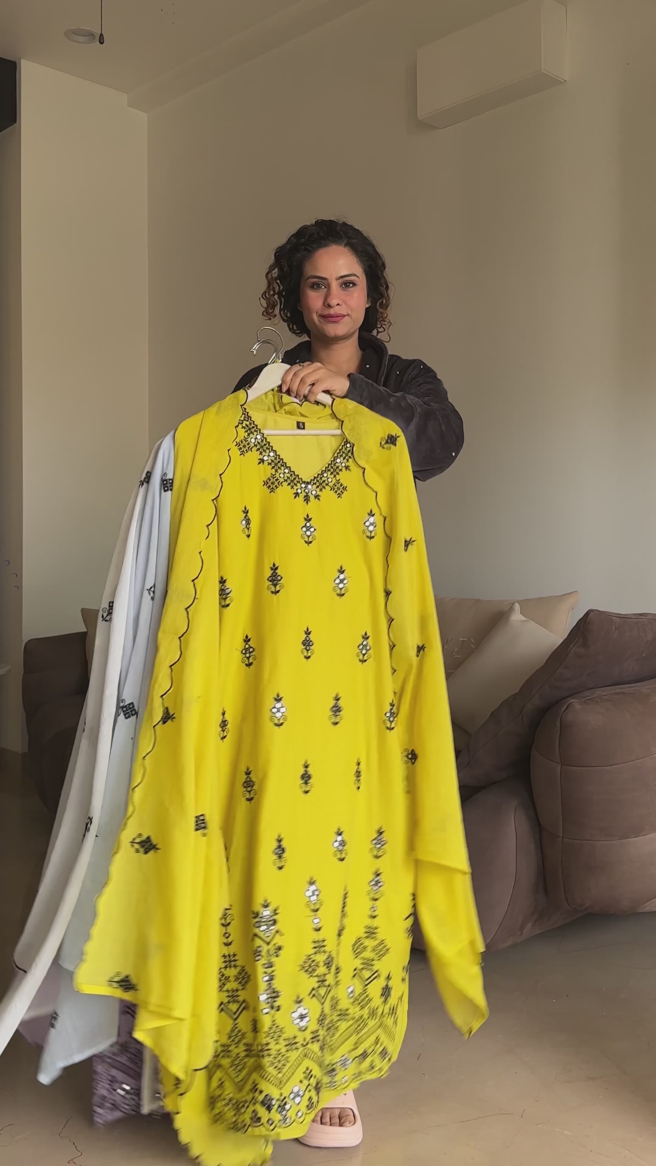 Biba Yellow Kurta Suit Sets For Woman