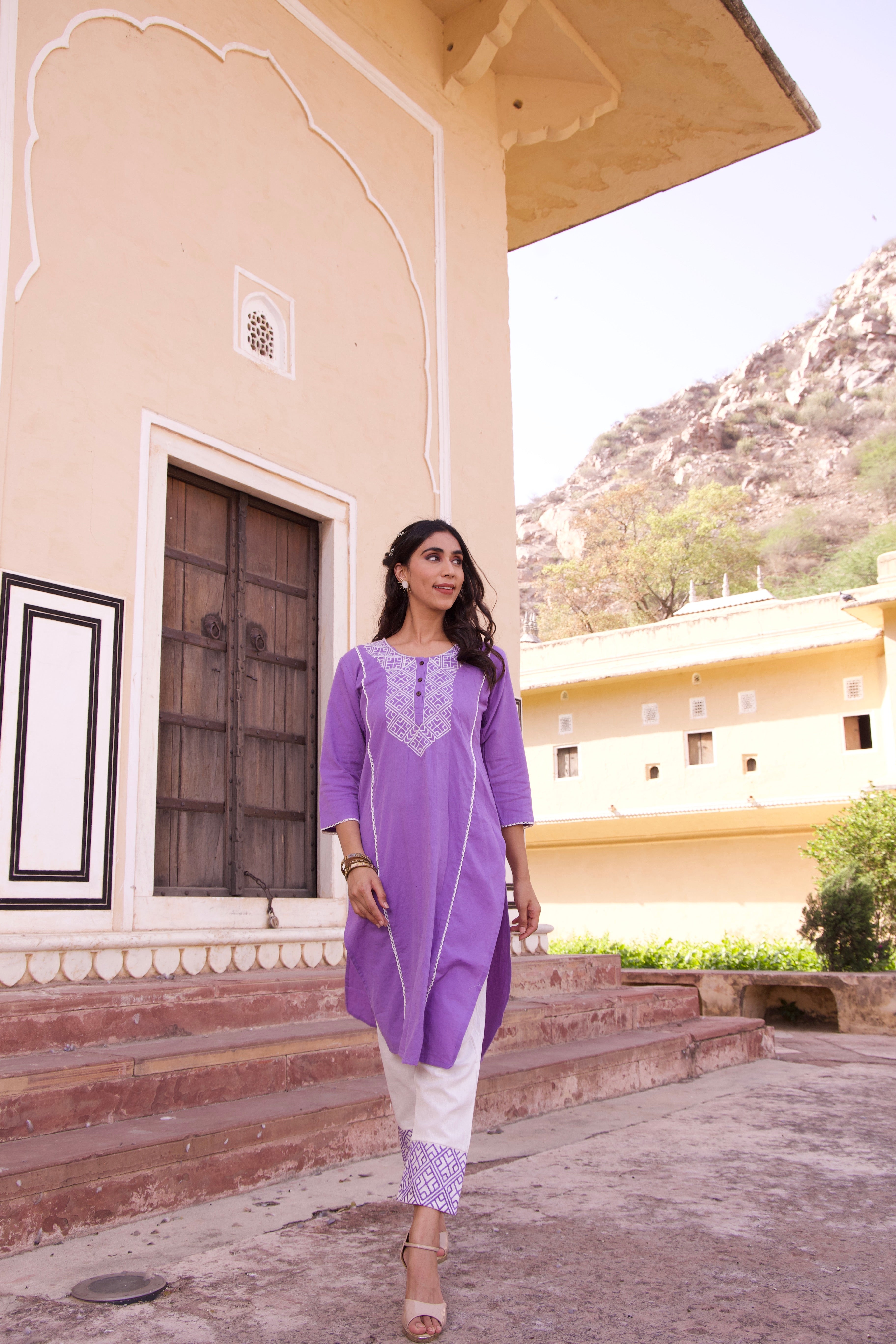 Lavender Cotton Summer Kurta Set