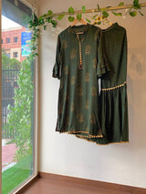 Green Printed Sharara Set