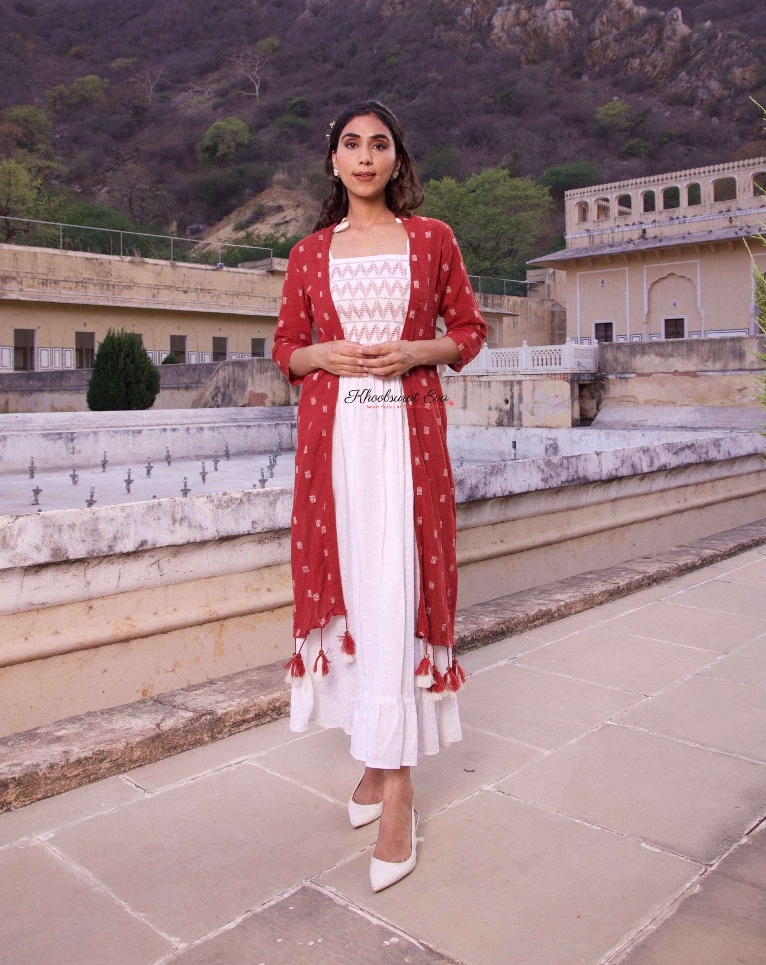 Maroon Jacket Maxi Dress