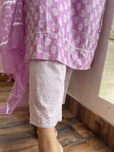 Purple Cotton Kurta Suit Set