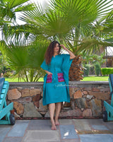 Turquoise Chikankari Kaftan Dress