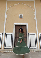 Green Fit and Flared Dress