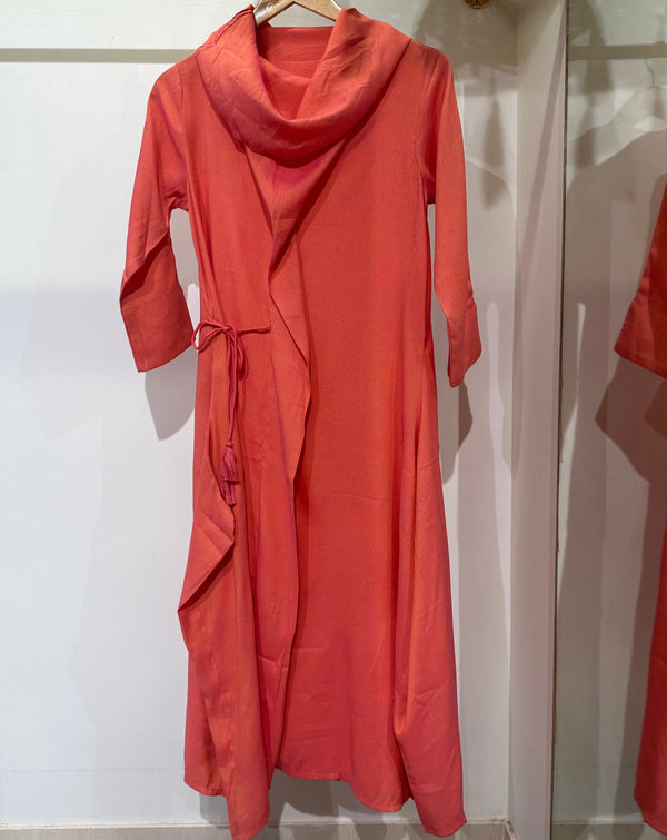 Pink Cowl-Neck Dress