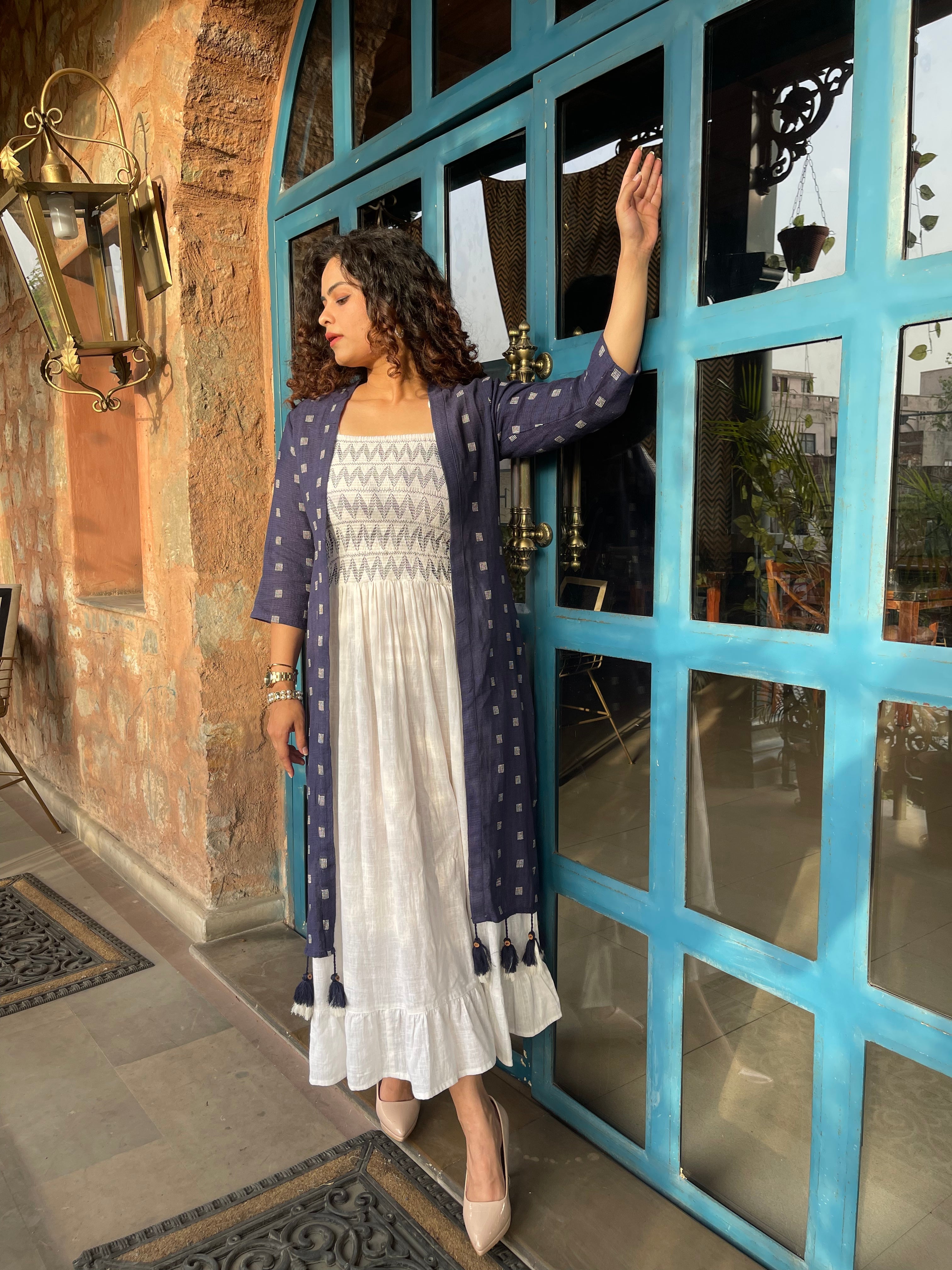 Blue Jacket Maxi Dress