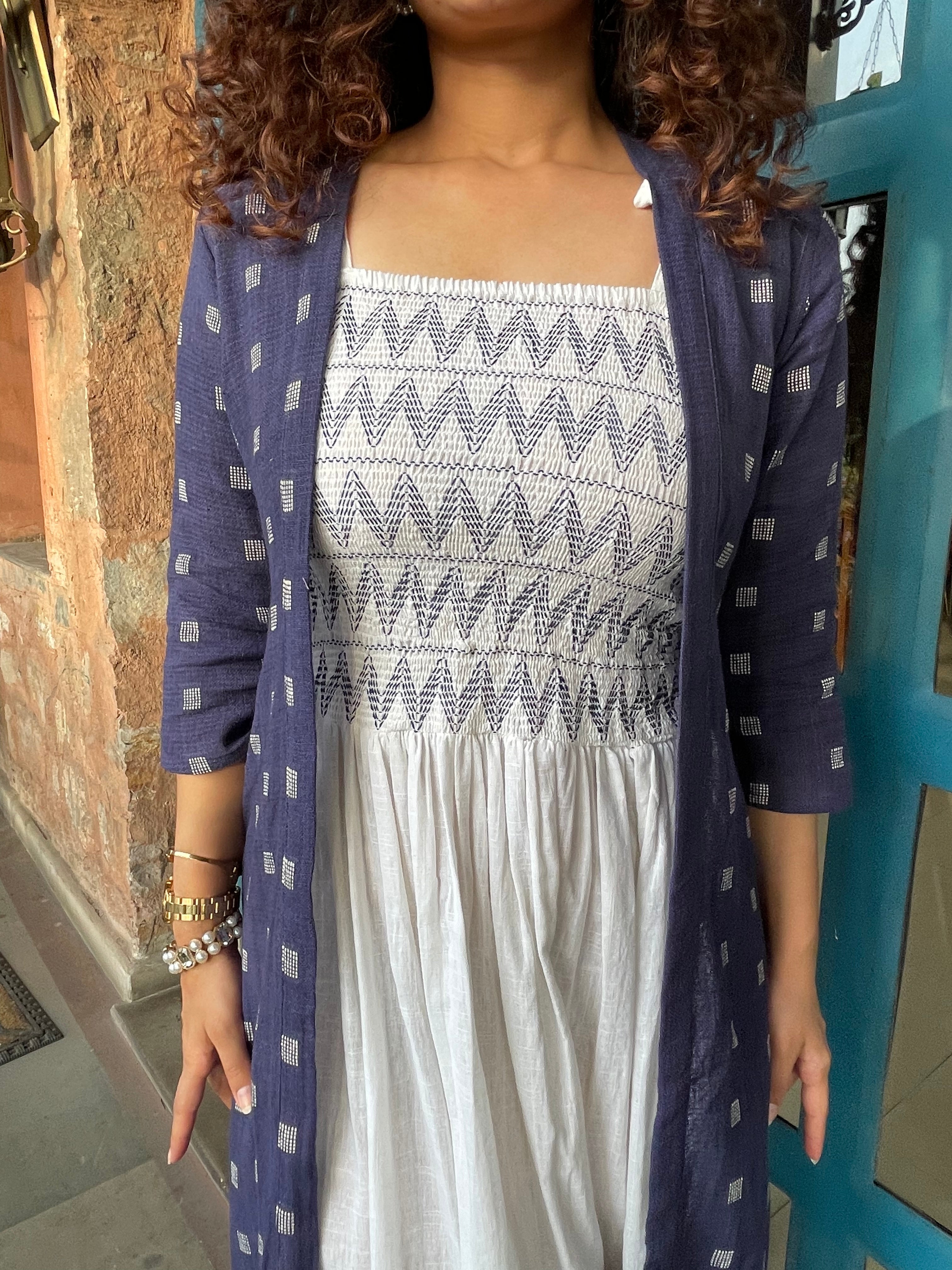 Blue Jacket Maxi Dress