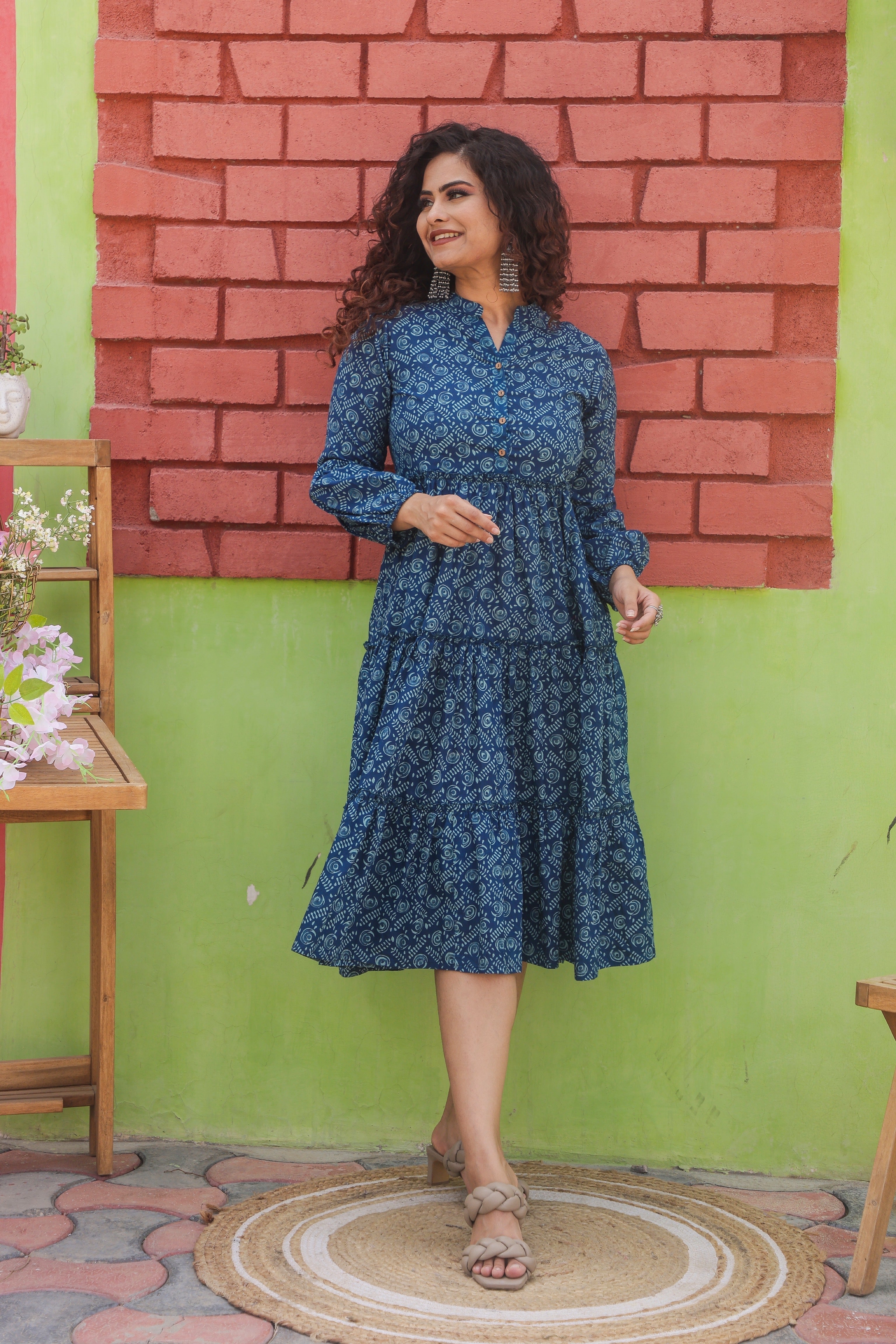 Blue Cotton Maxi Dress