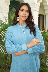 Floral Jaal of Blue And White Kurta And Tulip Pants
