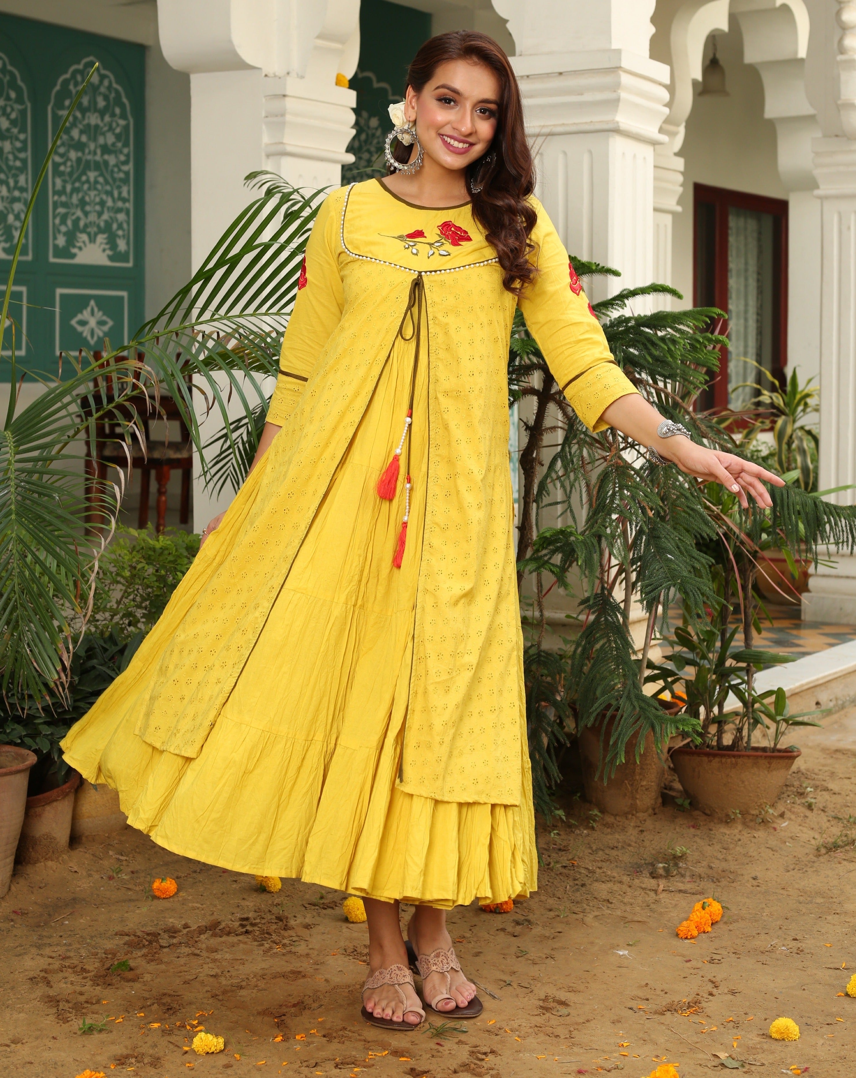 Rani's Resham Yellow Dress