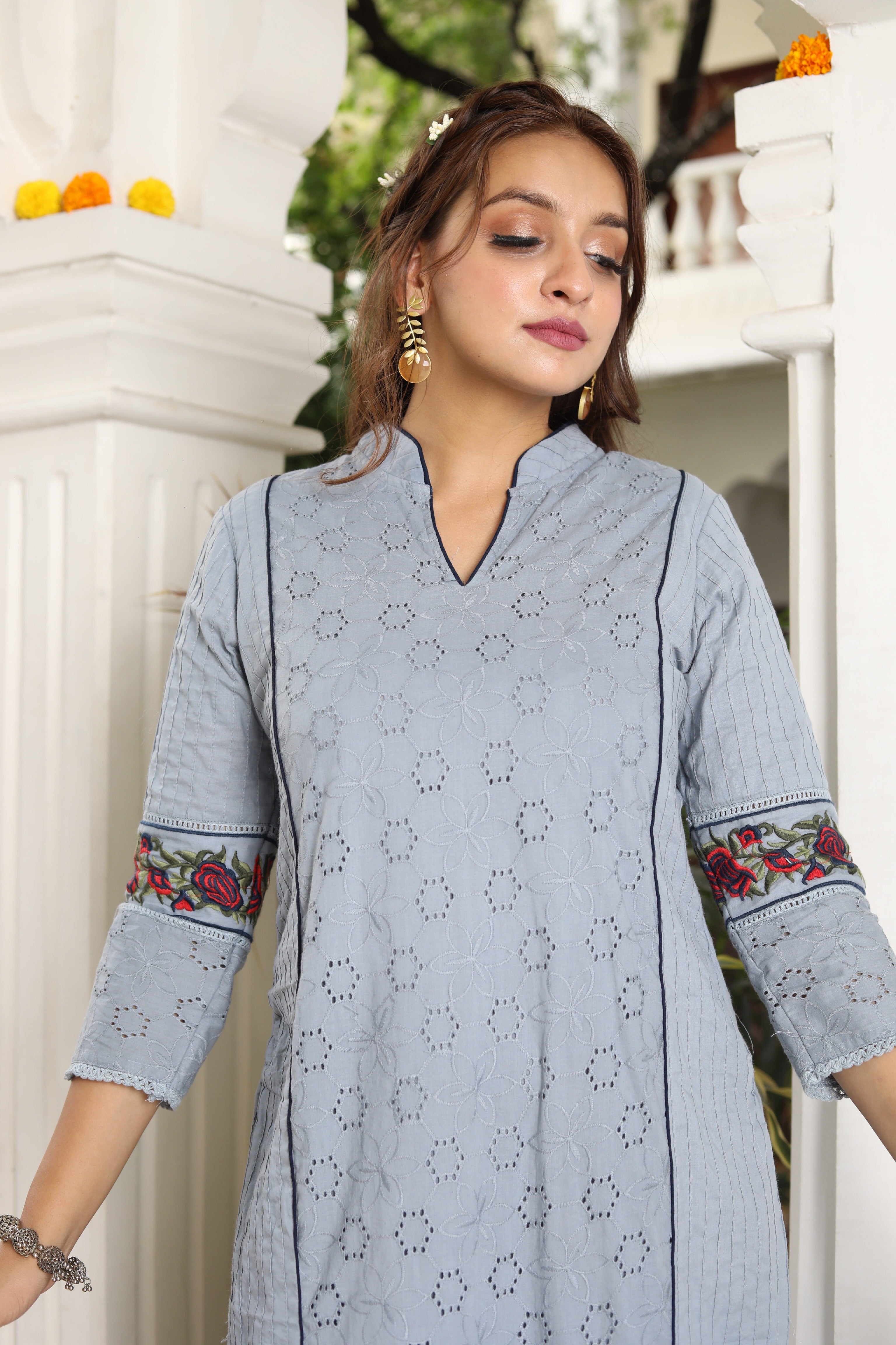 Grey Dupatta Suit Set