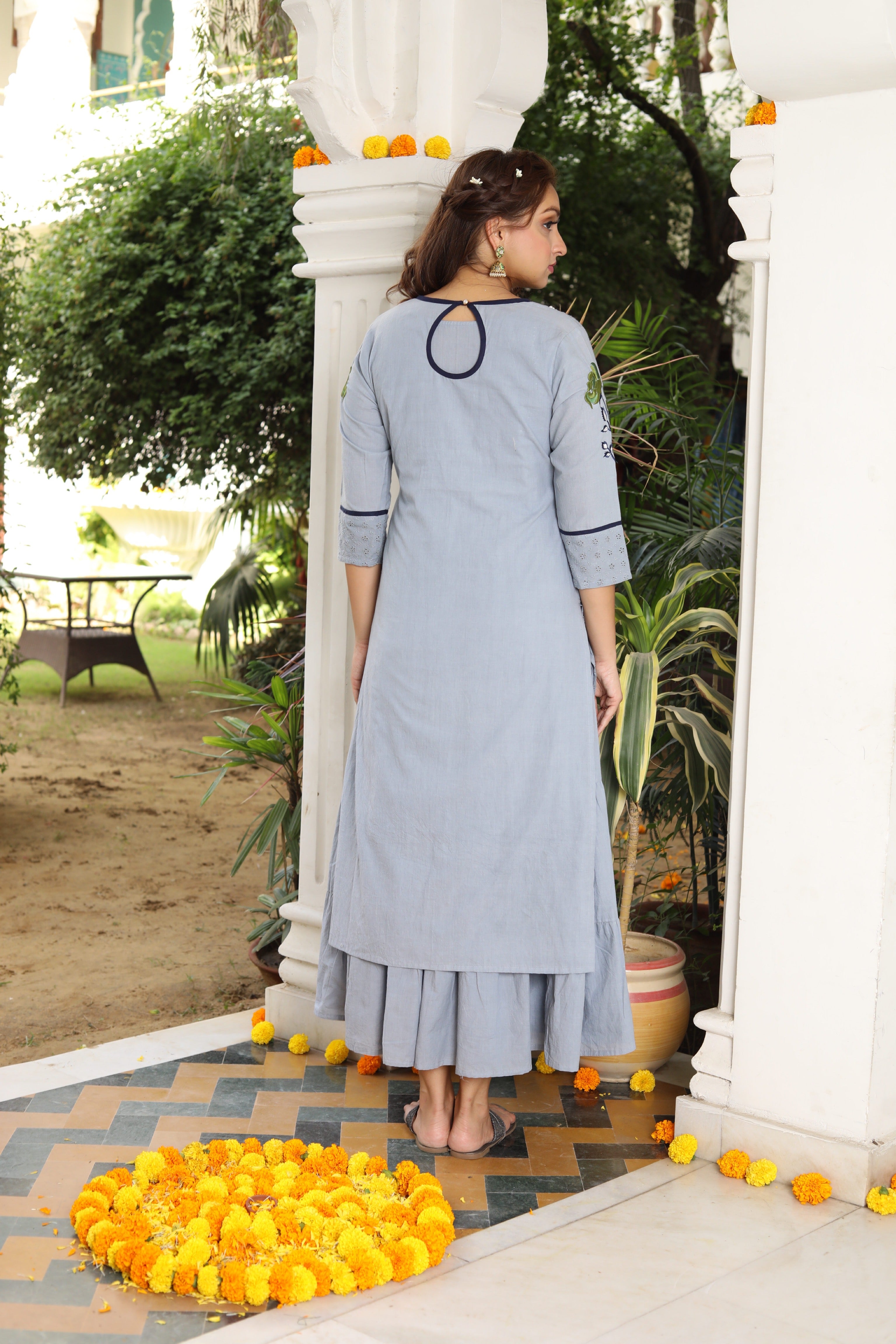 Chikankari Charmer Grey Dress 