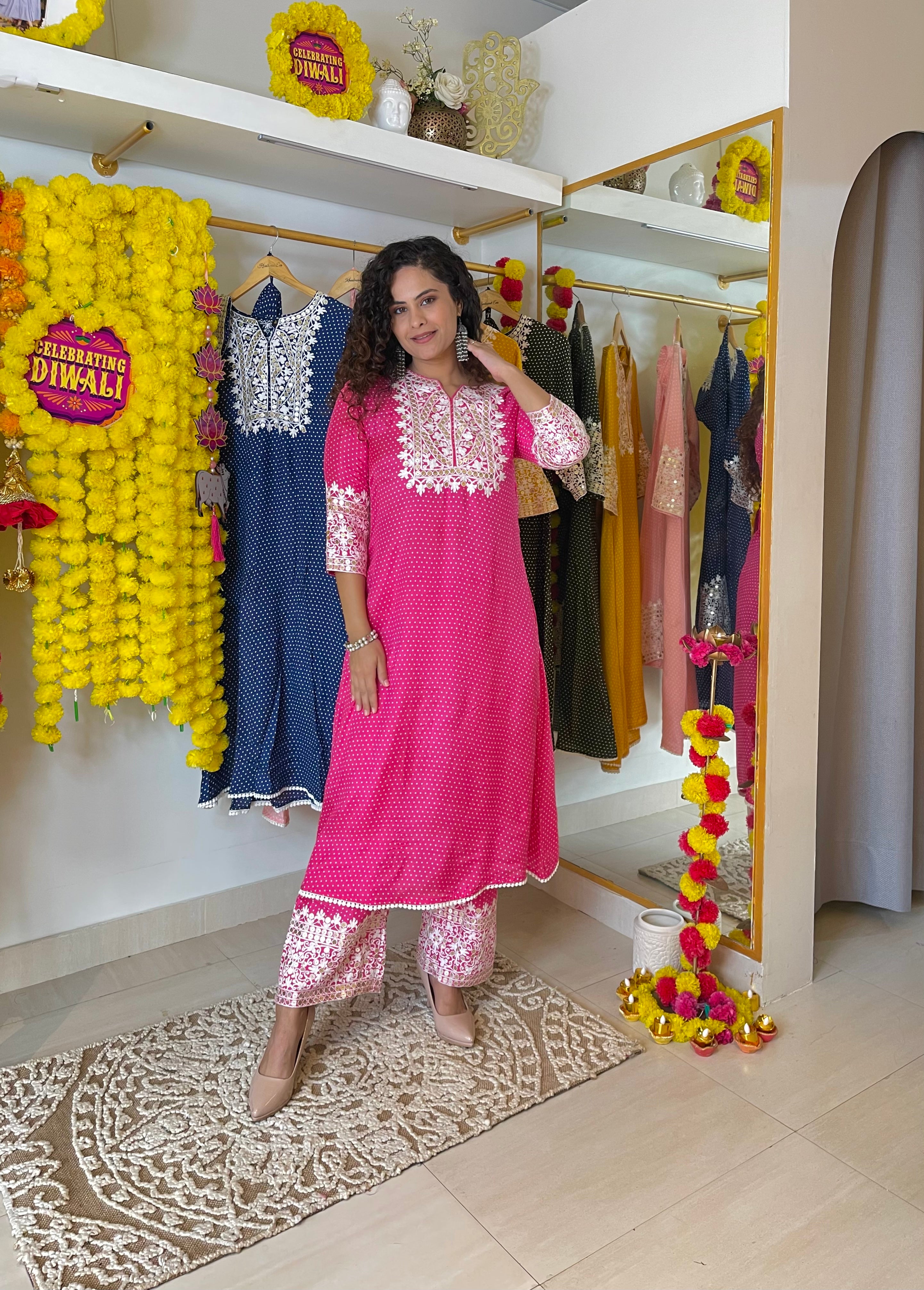 Rosey Pink Silk Kurta Pants