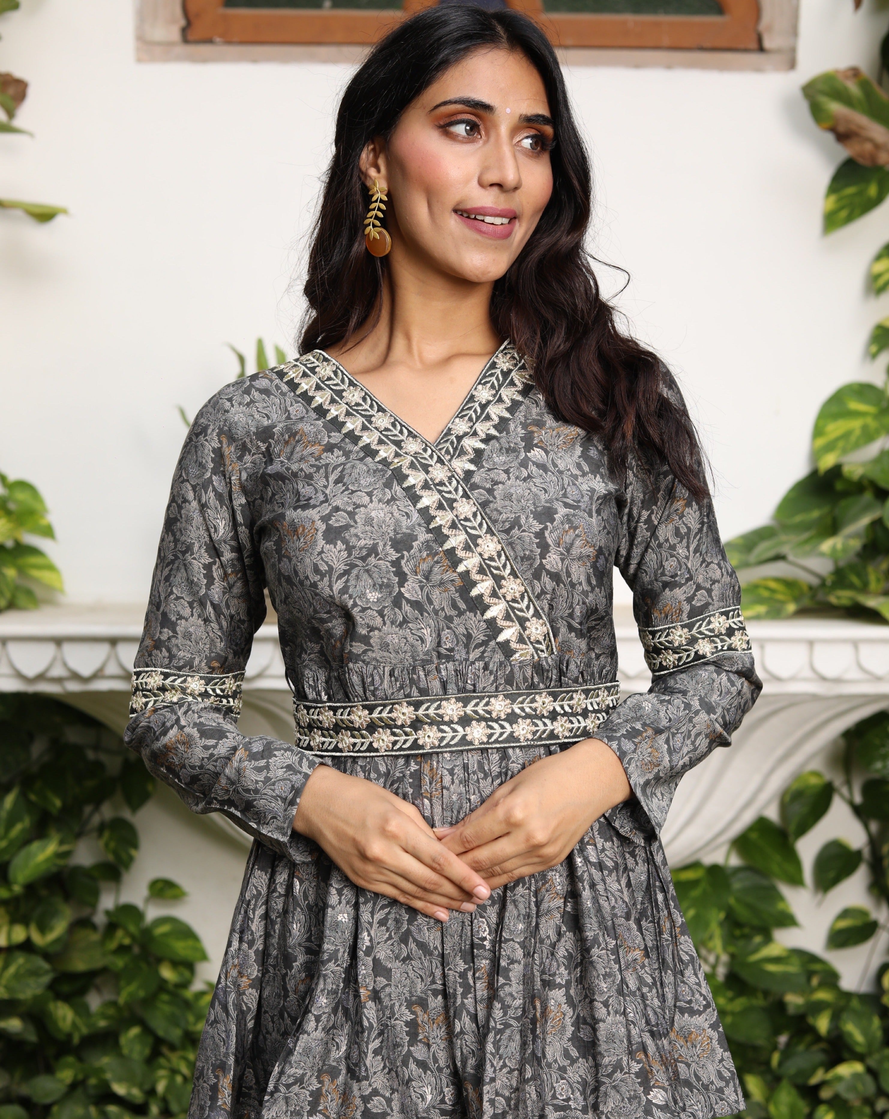 Latest Floral Grey Sharara Set For Wedding