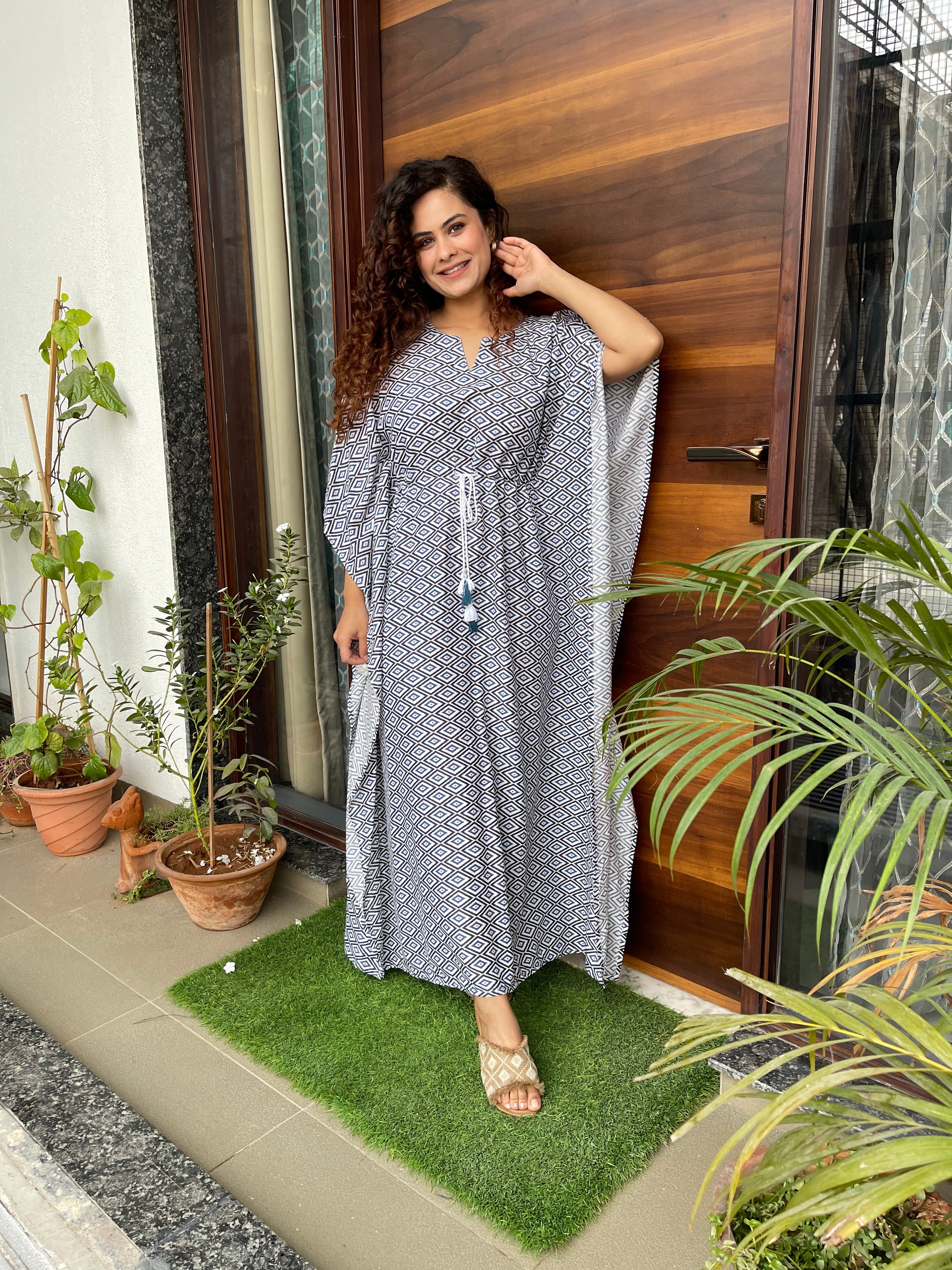 Comfy Cotton Blue Kaftan