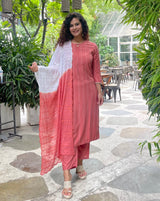 Pink Embroidered Festive Dupatta Suit Set