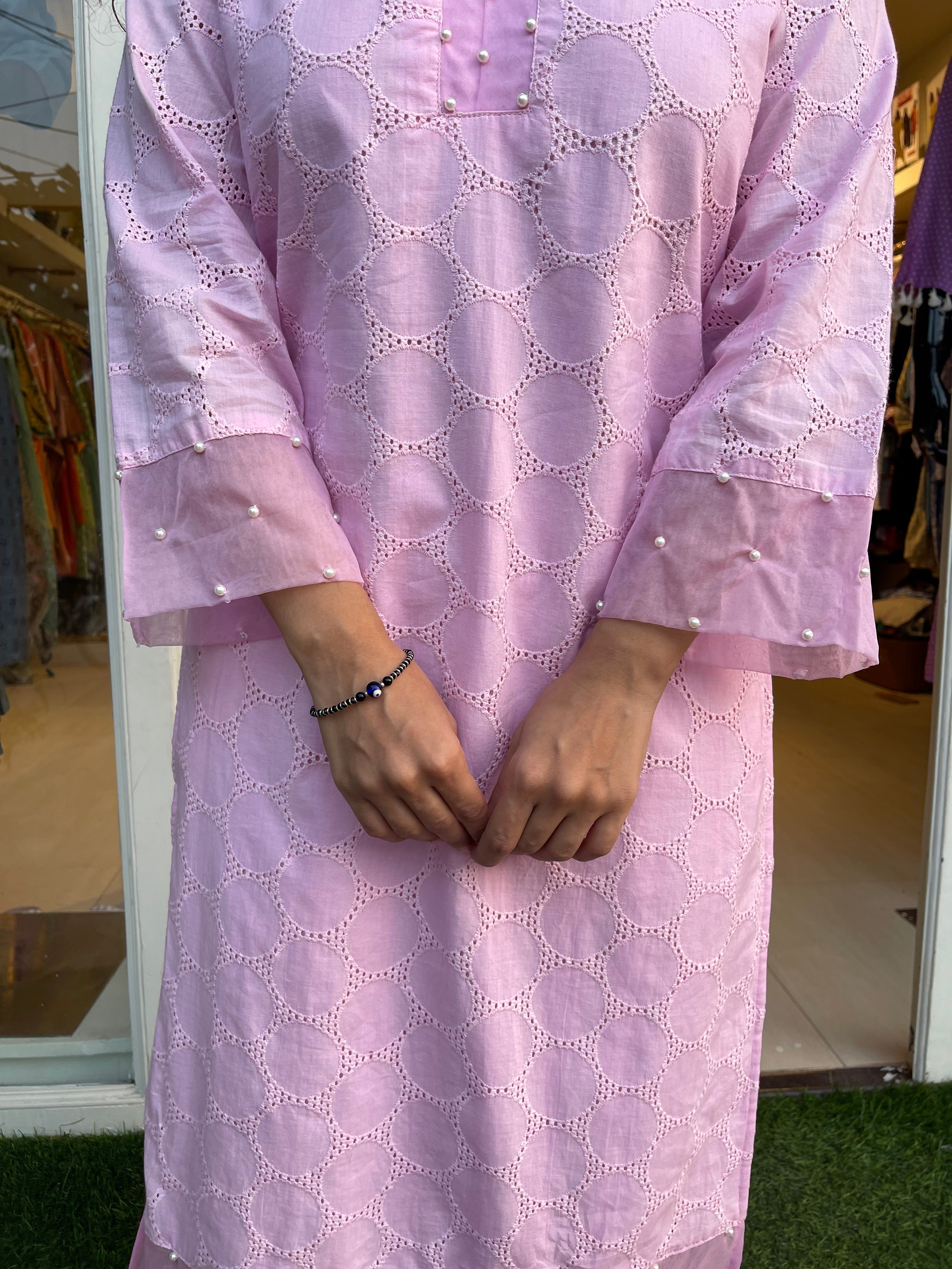 Pearl On Pink Chikankari Kurta Sets