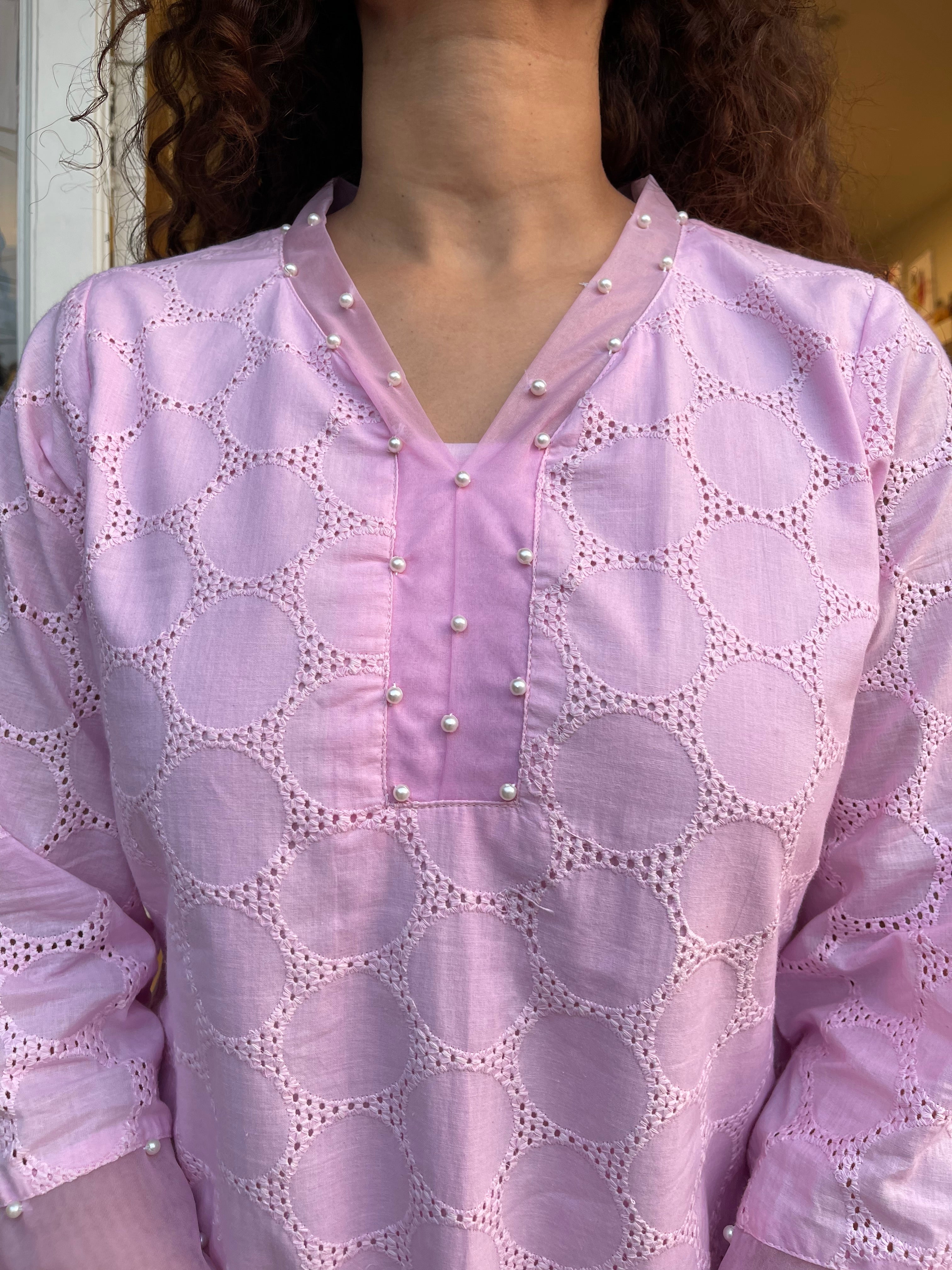 Pearl On Pink Chikankari Kurta Sets