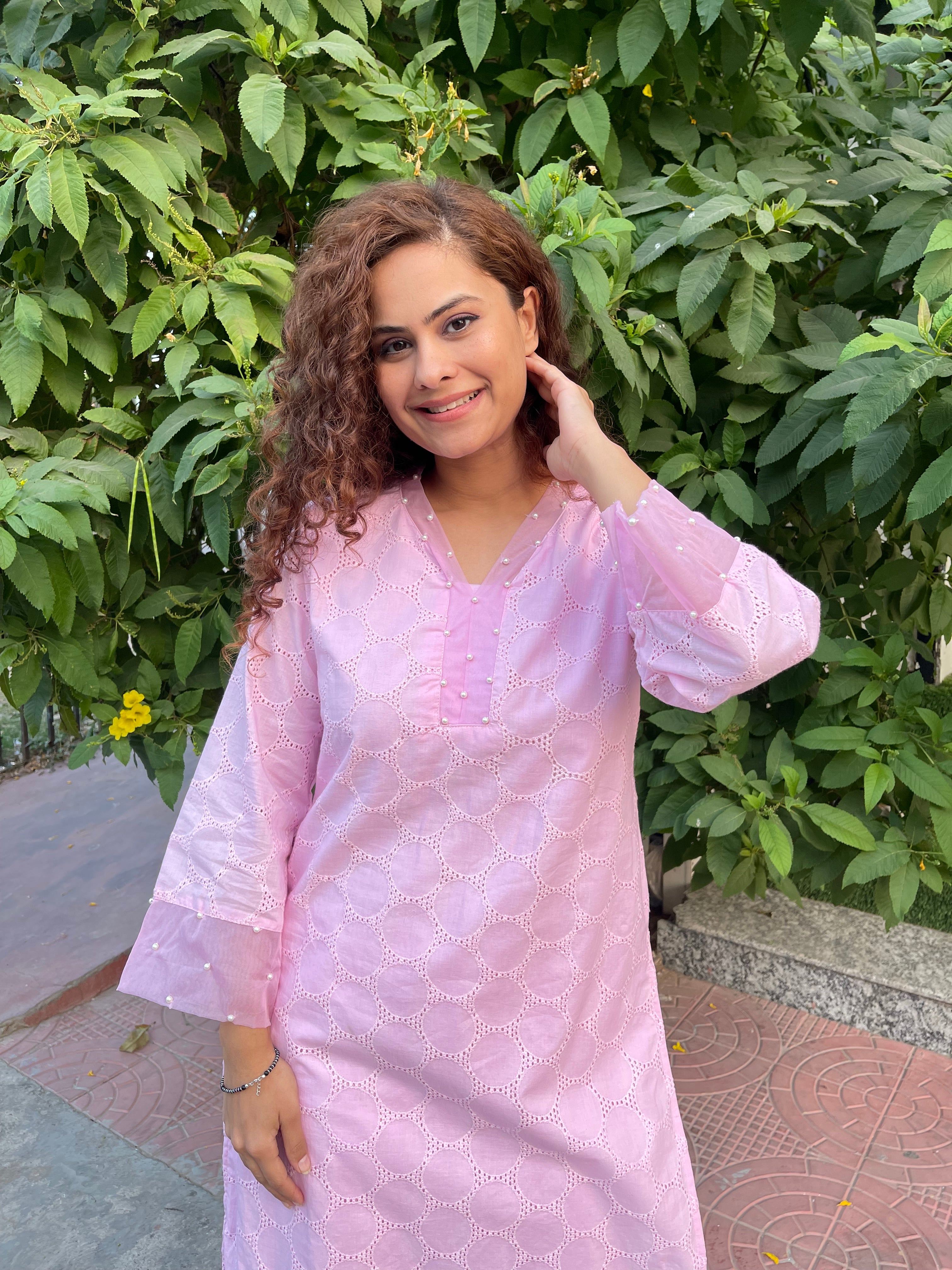 Pearl On Pink Chikankari Kurta Sets