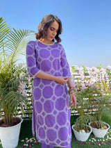 Lavender Embroidered Cotton Kurta set