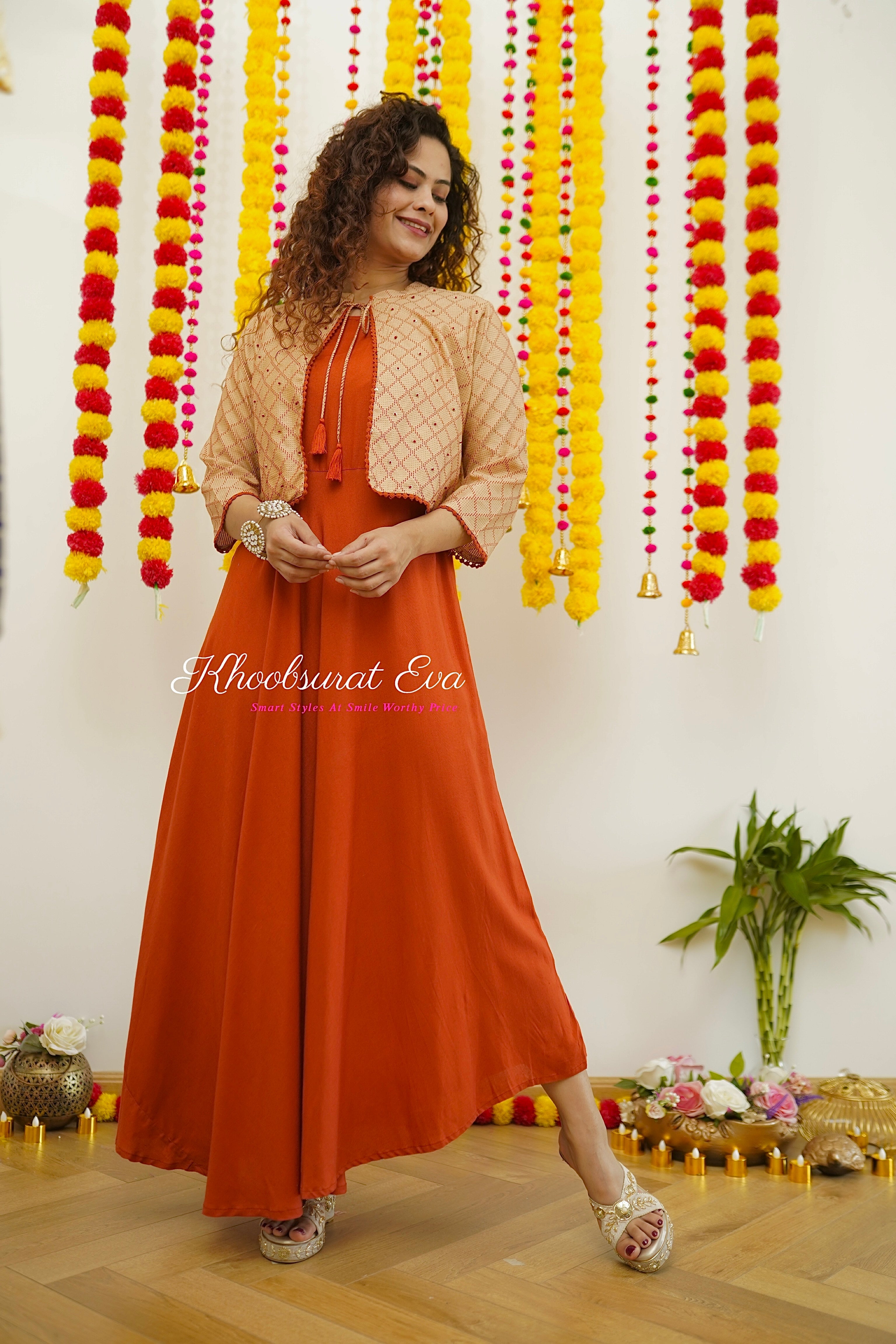 Rust Bloom Jacket Dress Set