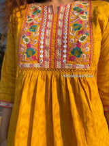 YELLOW EMBROIDERED COTTON COORD SET